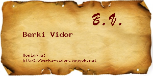 Berki Vidor névjegykártya